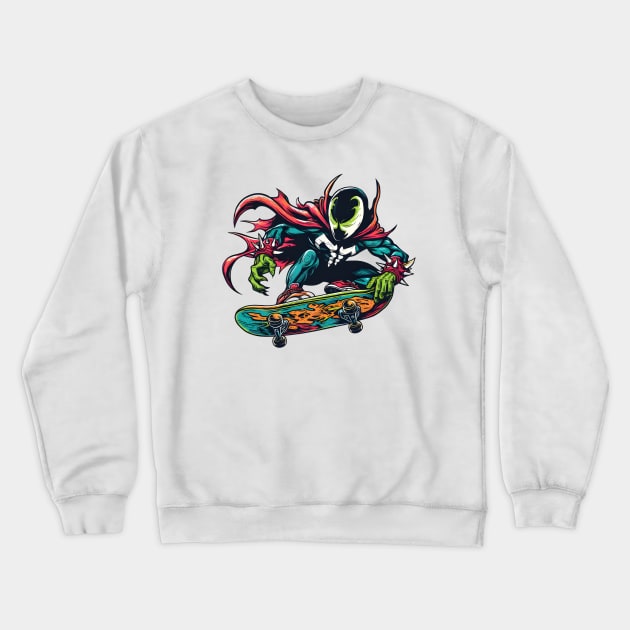 Revel in Rebellion: Whimsical Anti-Hero Skateboard Art Prints for an Edgy and Modern Ride! Crewneck Sweatshirt by insaneLEDP